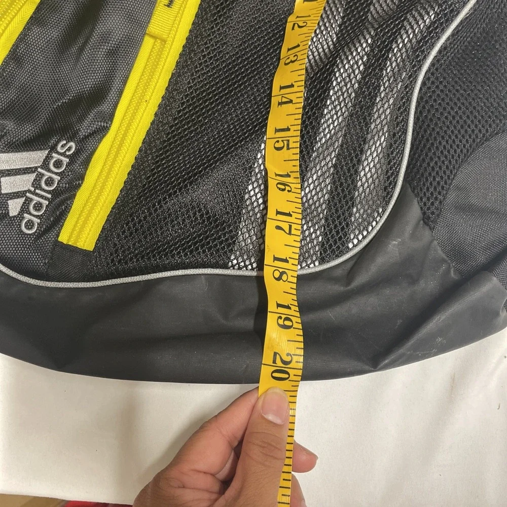 Adidas Drawstring Gym Sack with‎ Zip Pockets and Mesh Panel Black With Yellow